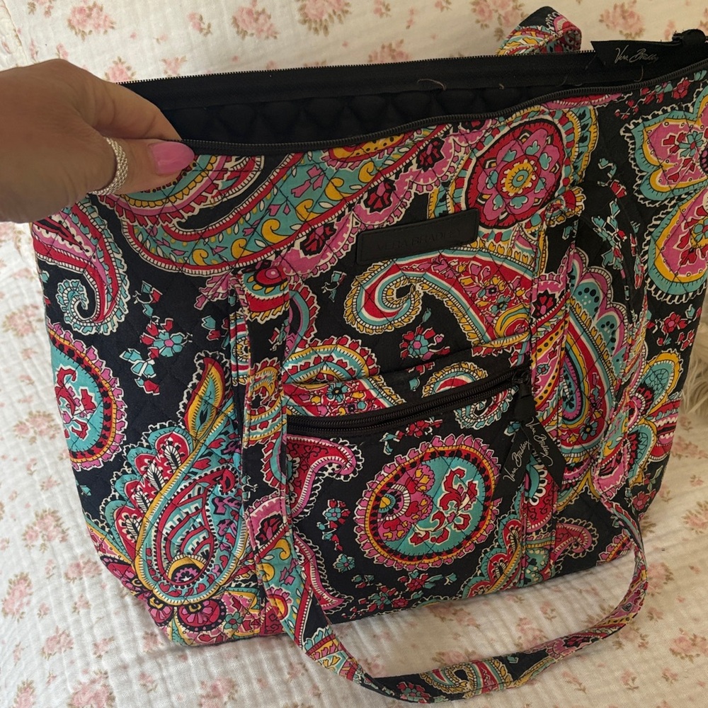 Vera Bradley Black and Pink Paisley Tote